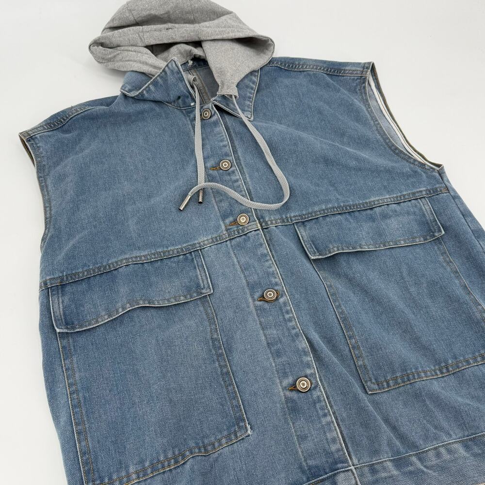 Unbranded‎ Denim Hooded Vest Streetwear XS Blue